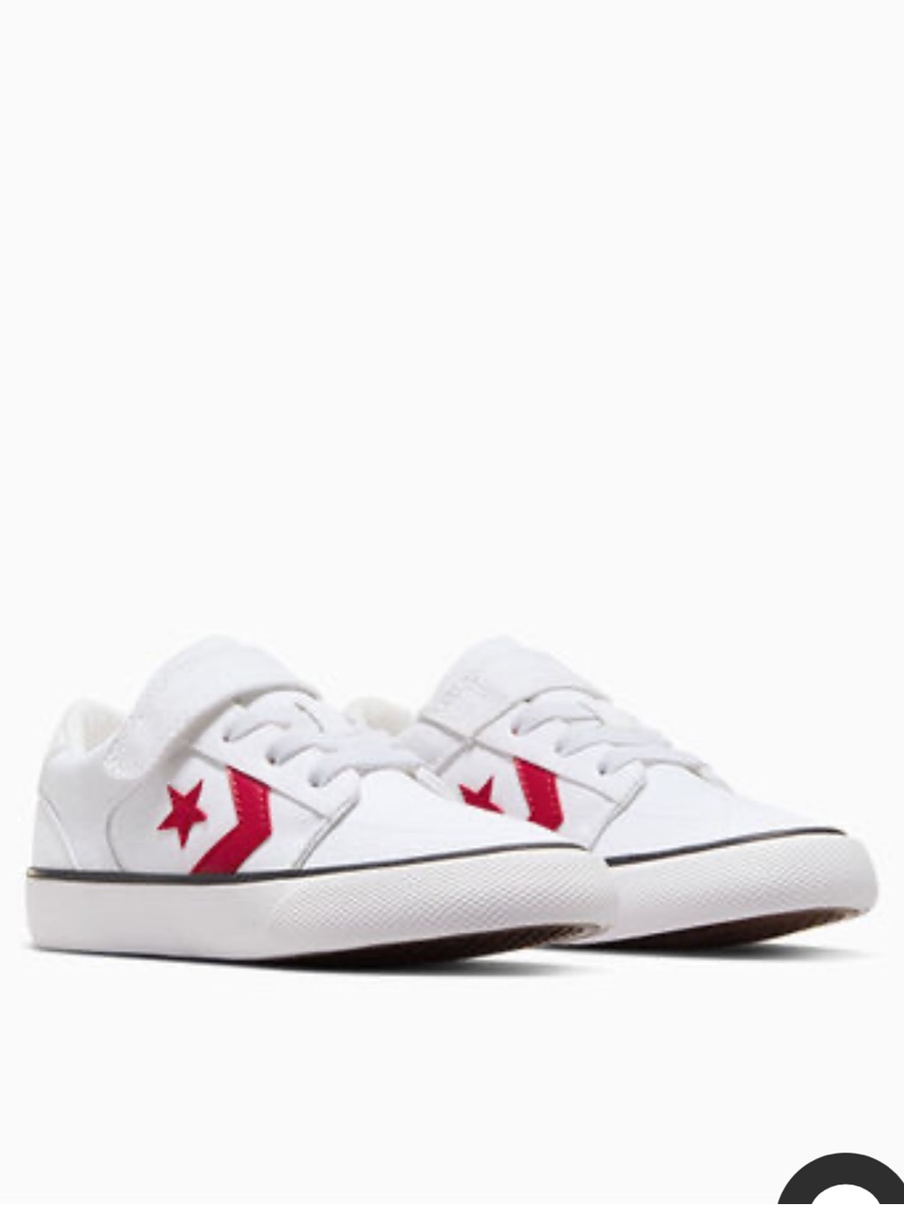 NWT Converse Belmont Kids Low Top Sneakers in White and Red Sz 10